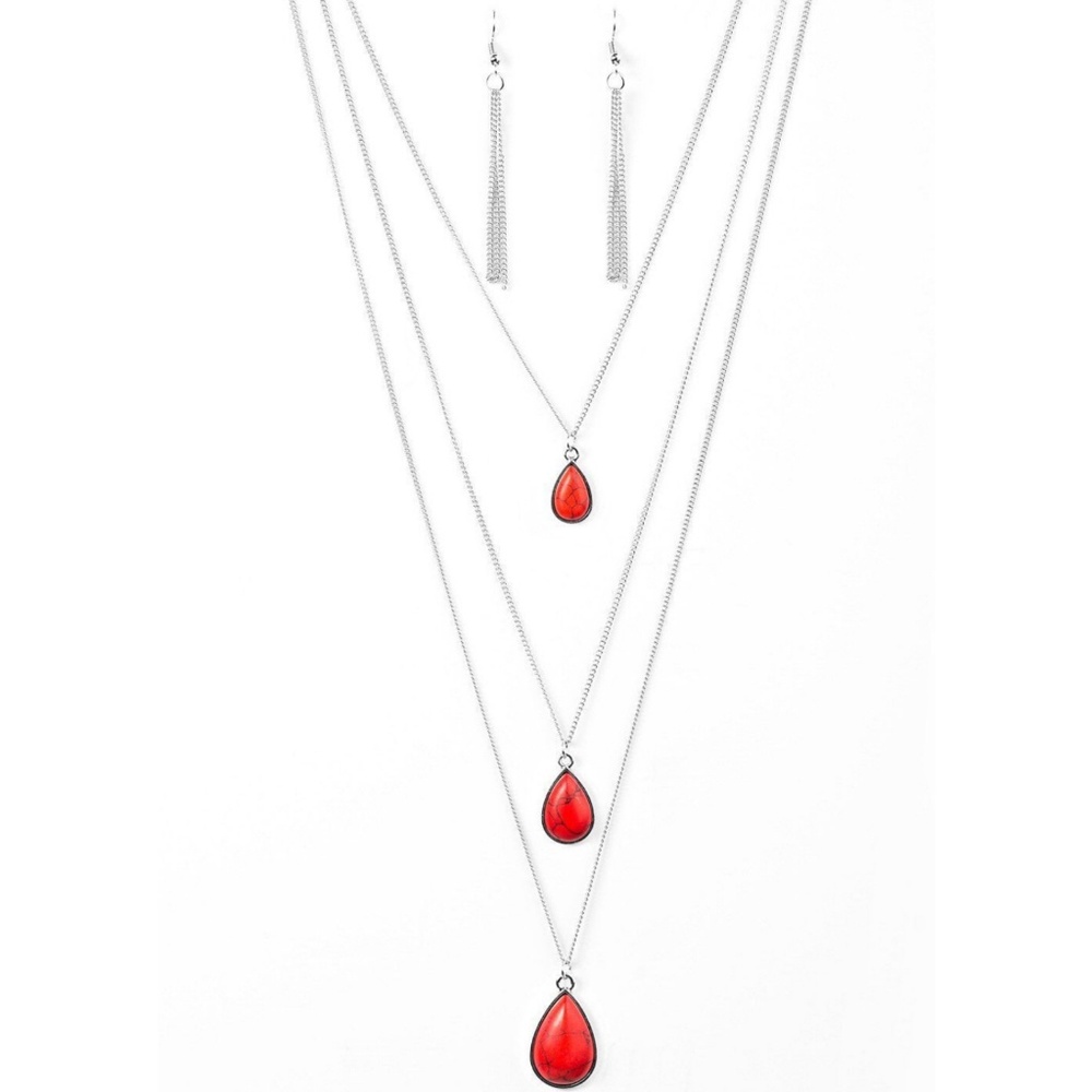 Paparazzi Mountain Tears Necklace- Red
